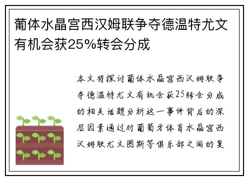 葡体水晶宫西汉姆联争夺德温特尤文有机会获25%转会分成