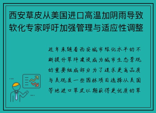西安草皮从美国进口高温加阴雨导致软化专家呼吁加强管理与适应性调整